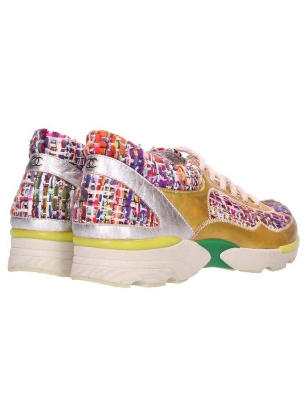 Chanel Tweed Contrast Patent Sneakers
